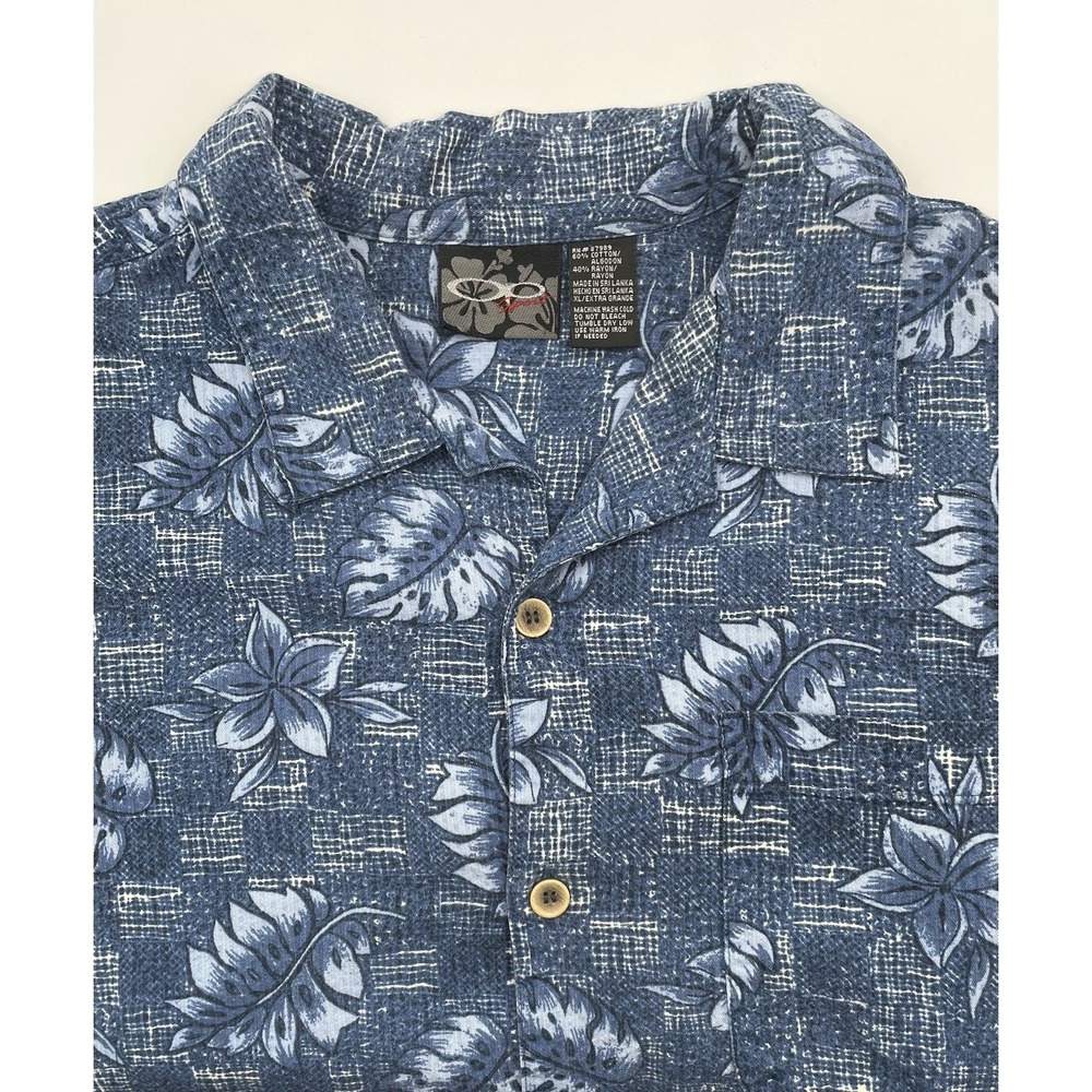 OP Ocean Pacific Sport Shirt Men's XL Short Sleeve Hawaiian Blue Beach